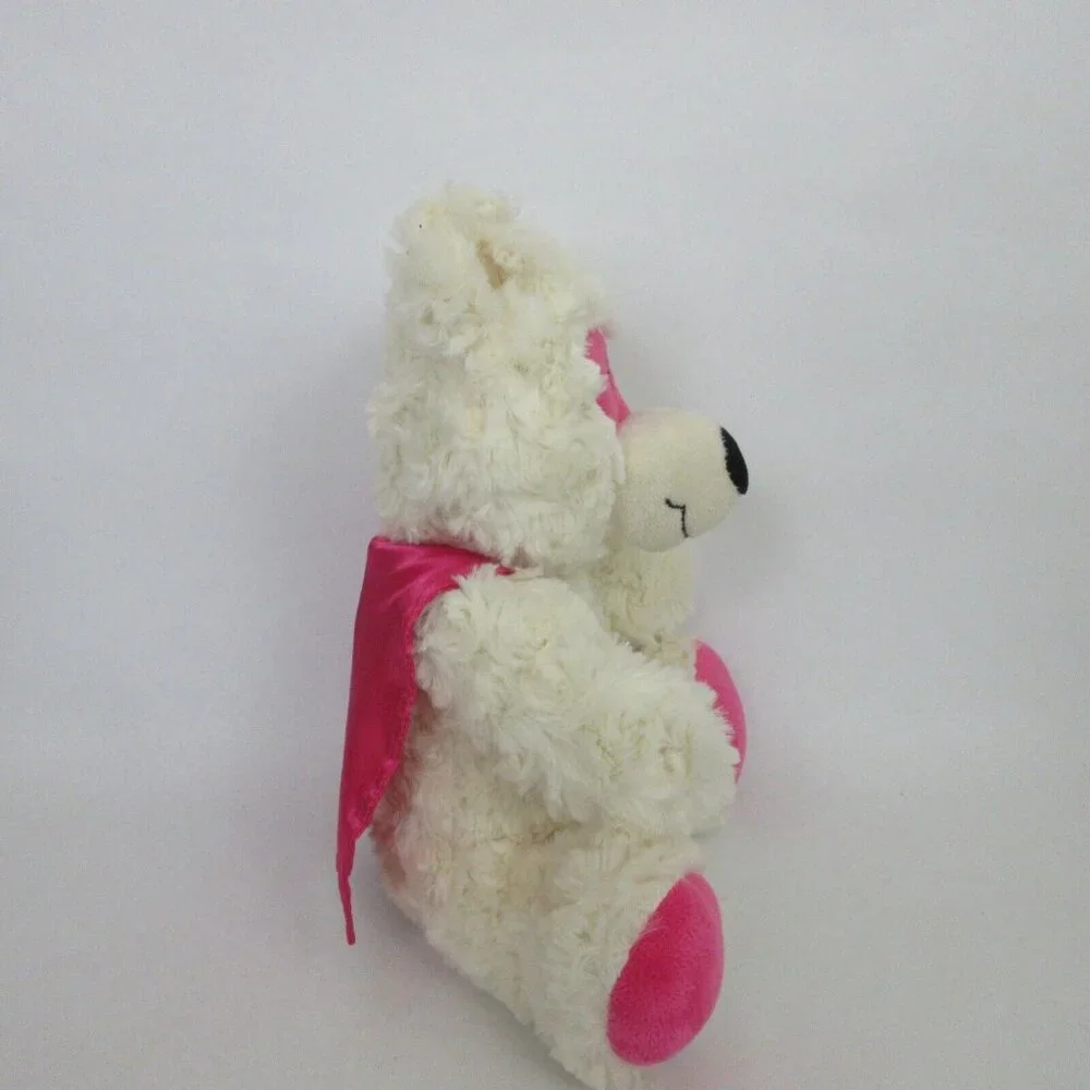 Rare Progressive Plush Farrar White Bear w/Pink Cape & Mask 10
